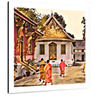 Monks @ Wat Sensoukharam  12 X 12" (30.5 X 30.5cm) Canvas Print