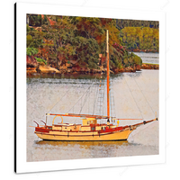 Moored Boat 12 X 12" (30.5 X 30.5cm) Canvas Print