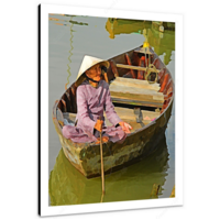 Woman in Boat 12 x 16" (30.5 X 40.5cm) Canvas Print